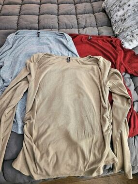 BTFBM Ribbed Long Sleeve Tops Brown & Gray Size XL Like New